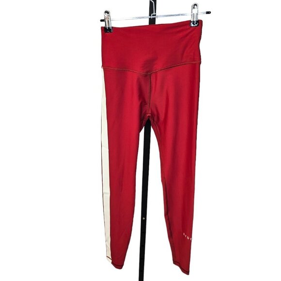Ryderwear Womens V Back Side Stripe  Leggings Size XS Red White - Picture 1 of 9